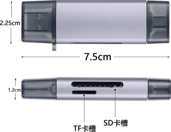 Garpex® SD-Kartenleser USB-C – Kartenleser USB 3.0 – SD-Kartenleser – Speicherkartenleser – Micro-SD-Kartenleser – USB-Kartenleser – Aluminium