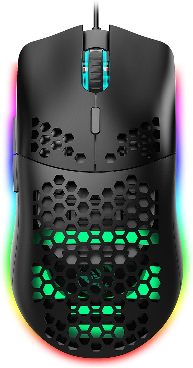 HXSJ J900 Optische Gaming-Maus - Ultraleicht - RGB-Beleuchtung - 6400 DPI - Schwarz