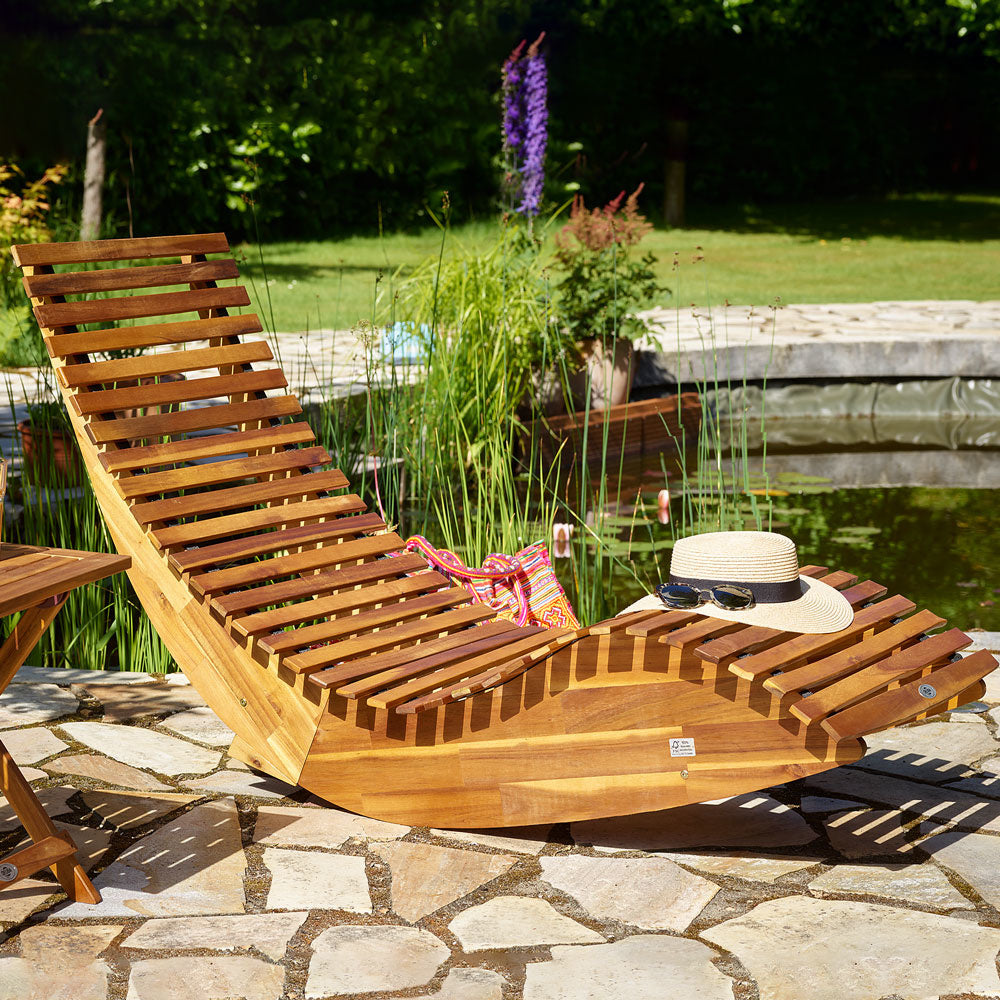 Casaria Ergonomische bequeme Liege - Akazienholz FSC zertifiziert - 150x60x93cm