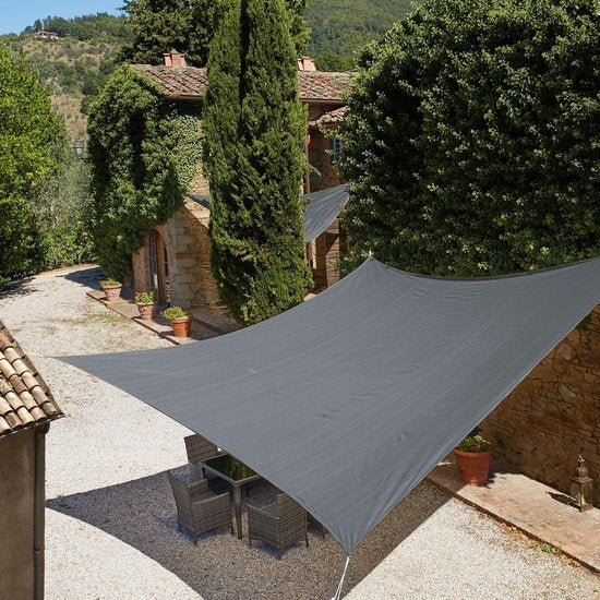 tectake - Quadratische Polyethylen-Markise - grau 540 x 540 cm - 403894
