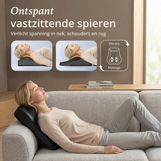 Lifeproducts Massagekissen für Nacken und Rücken – Nackenmassagegerät – Rückenmassage – Shiatsu-Nackenmassagegerät mit Wärme- und Vibrationsfunktion