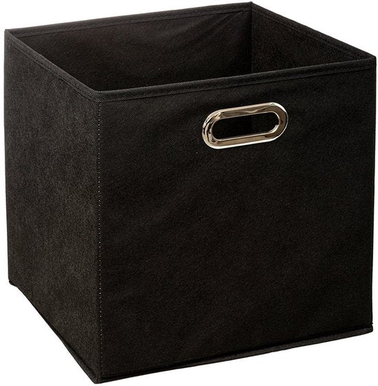 5Five Aufbewahrungskorb/Schrankkorb – schwarz – Leinen – 7 Liter – 31 x 15 x 15 cm – Aufbewahrungsbox – Körbe für Regale