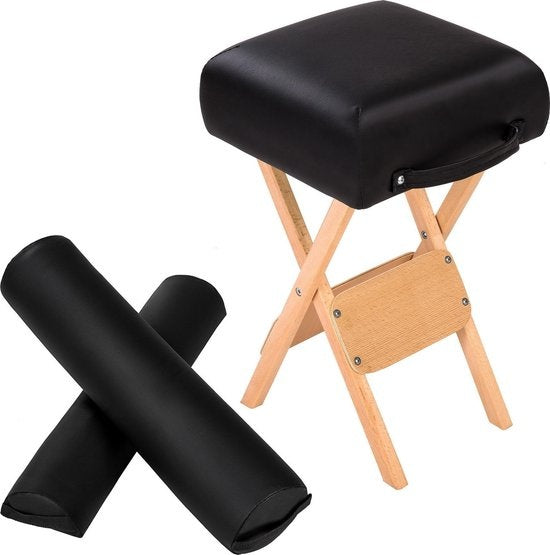 tectake - Massagehocker mit 2 Rollenkissen schwarz 400431