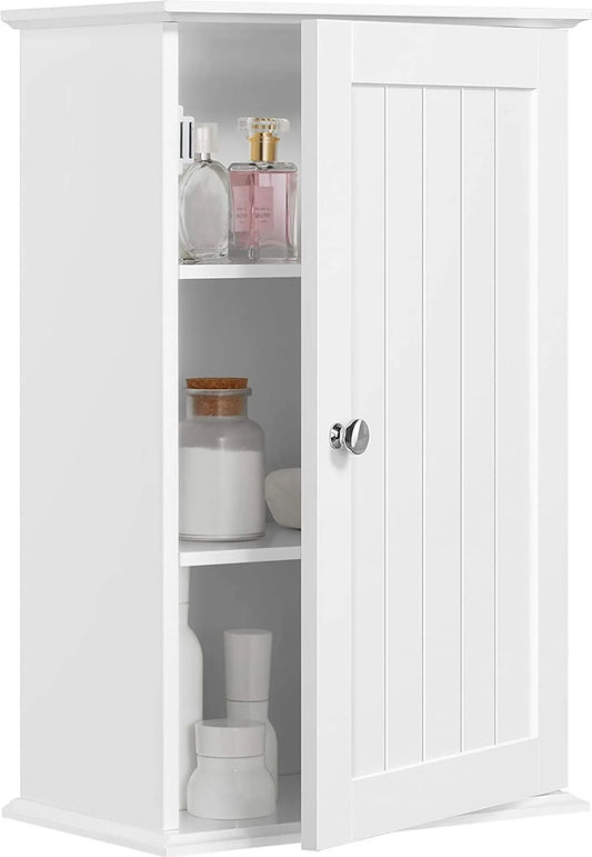 Yaheetech Badezimmerschrank Hängeschrank - 35 x 21 x 55 cm - Mit zwei verstellbaren Einlegeböden und wasserabweisender Beschichtung und E1 MDF Konstruktion - Für Bad und Küche - Weißes Holz