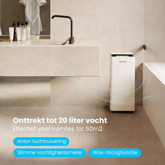 Auronic Luftentfeuchter und Luftreiniger - Pro Series - 20L pro Tag - Waschtrockenfunktion - Schlafzimmer, Badezimmer und Wohnzimmer - Weiß