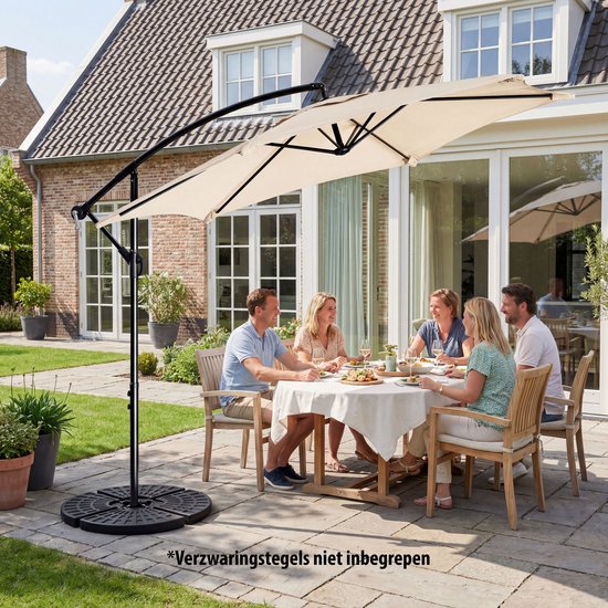 Tristar Schwebeparasol – 300 cm, rund – Garten & Balkon – höhenverstellbar – inkl. Kreuzfuß & Schutzhülle – PA-7906 – Beige