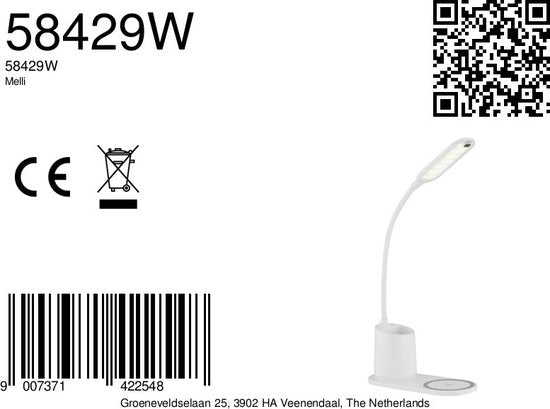 Globo Tischleuchte Melli - weiß - Kunststoff - 58429W