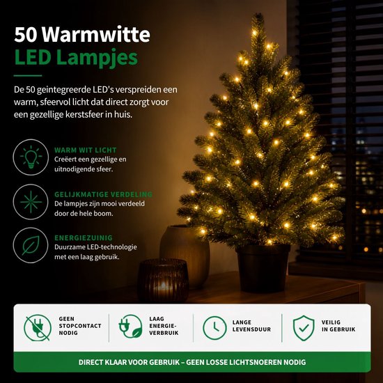 Black Box Trees Nagoya Kunstweihnachtsbaum mit Beleuchtung – Kunstbaum H 90 x T 42 cm – Kunstweihnachtsbaum im Kunststofftopf – Weihnachtsdekoration für den Innenbereich – mit Batterie und Timer – 175 Zweige – Grün