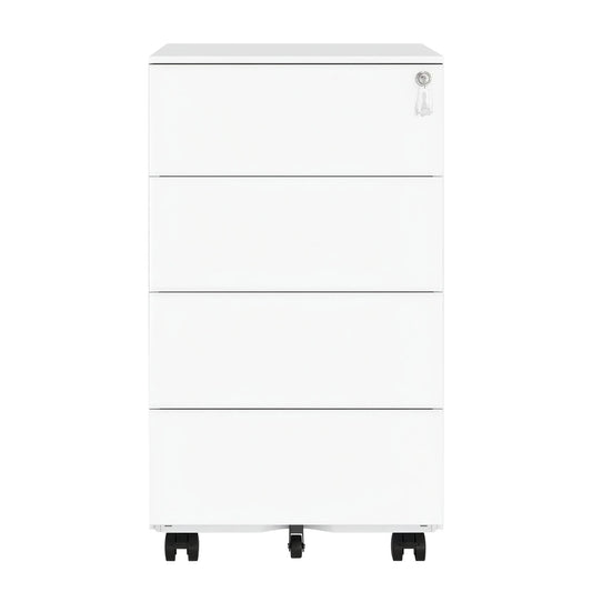 JOYFURNOS Mobiler Aktenschrank, wolkenweiß, 4 Schubladen, abschließbar, 39 x 45 x 69,3 cm