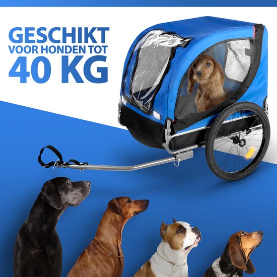 Bicycle Gear Hundefahrradanhänger - Blau - 40kg - Mit Regenschutz & Reflektoren