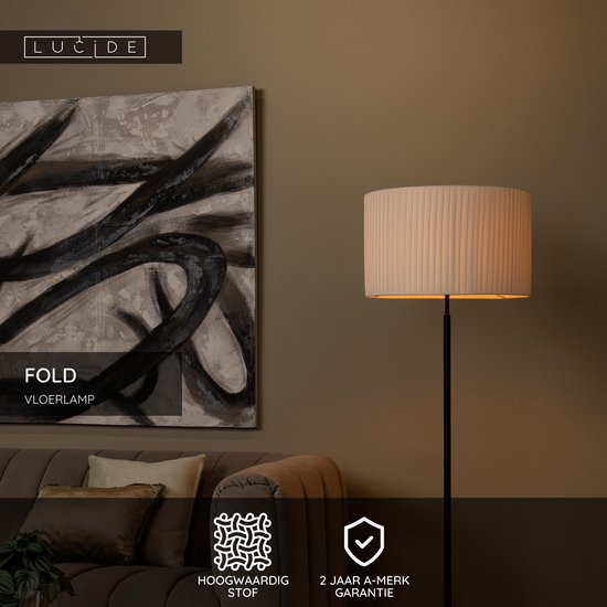 Lucide FOLD – Stehlampe – Ø 45 cm – 1xE27 – Weiß – Japandi