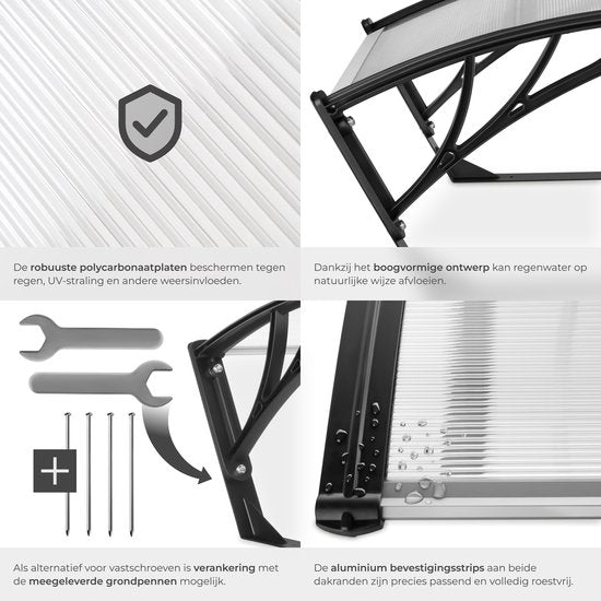 tectake® Garage für Mähroboter – Carport für Rasenmäher – Überdachung für Ladestation des Mähroboters – wetterfest – 81 x 100 x 48 cm – inklusive 4 Erdnägel – transparent