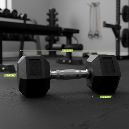 VirtuFit Hexa Dumbbell Pro - 10 kg - Sechseckhantel - Langlebig und strapazierfähig - Krafttraining - Gewicht - CrossFit & Fitness - Geeignet für Anfänger und Profis - Pro Stück verkauft