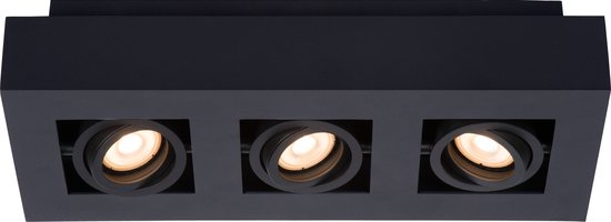 Lucide XIRAX – Deckenstrahler (Deckenleuchte) – LED, dimmbar in warme Farbtöne – GU10 (MR16) – 3 × 5 W, 2200 K/3000 K – Schwarz