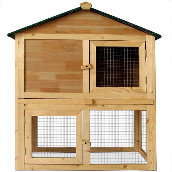Cadoca Kaninchenstall – mit Auslauf für Kleintiere 204 × 45 × 84 cm – 2 Etagen