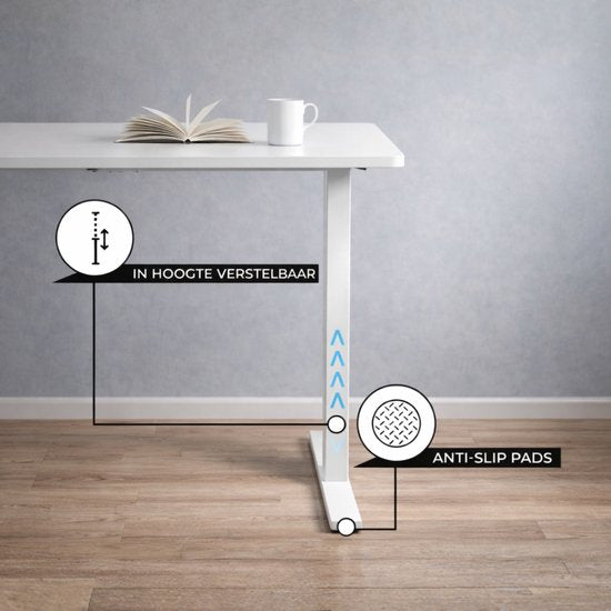 Bayt Sitz-Steh-Schreibtisch - Elektrischer Schreibtisch - Höhenverstellbarer Schreibtisch - 120 x 60 cm - Weiß