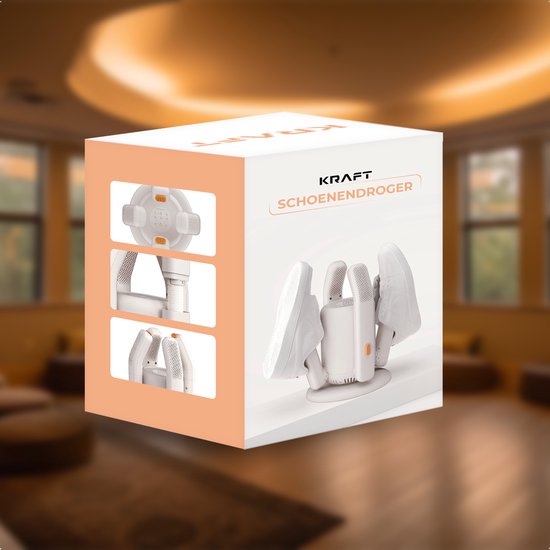 KRAFT Shoe Dryer Pro XL - 2 Paar Schuhe trocknen - UV-Sterilisation - Rosen-Salz Geruchsentferner - Schuh-Erfrischer - 2 Schläuche für lange Schuhe - Schuhtrockner Stiefel