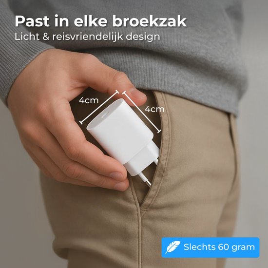 Nuvance USB-C-Adapter – 30-W-Schnellladegerät – inkl. 2 m langem 60-W-Kabel – USB-C – Ladegerät – USB-C auf USB-C – Ladekabel – Weiß
