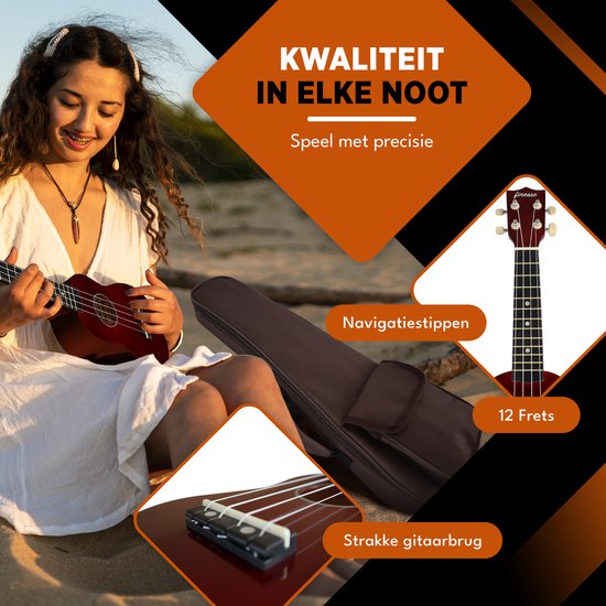 Finesse Ukulele – Starter-Set – 21" – Ukulele – Kinder – Musikinstrument – Bordeaux