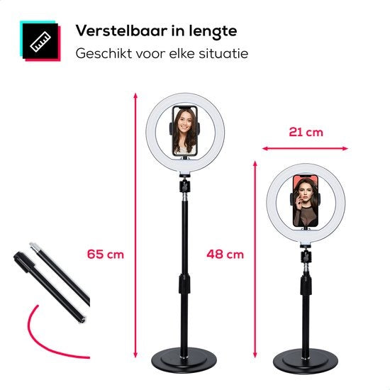 LURKÂ® Ringlampen-Set 8-Zoll-LED - Verstellbares Stativ - Fernbedienung - Geeignet für Smartphone