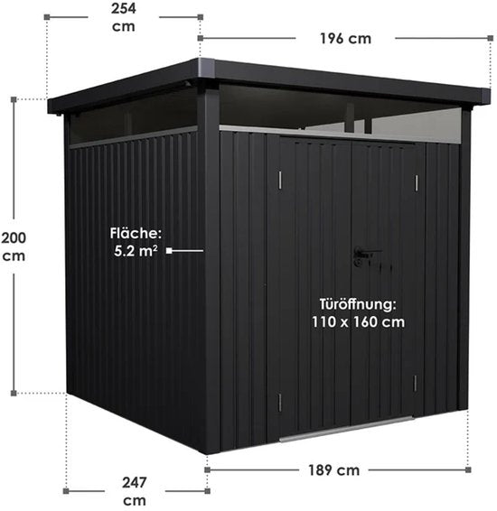 Metallgerätehaus / Lagerschuppen / Gartenhaus Luzern - Anthrazit - 5,2 m²