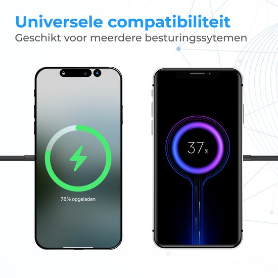 Nuvance Kabelloses Ladegerät 15 W – Kabelloses Ladegerät – Kompatibel mit MagSafe – USB-C – Schnellladegerät – Wireless Charger – Schwarz