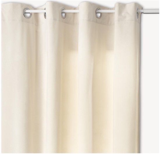 Atmosphera Vorhang Lilou – L 260 x B 140 cm – elfenbeinweiß – Polyester – mit Ringen