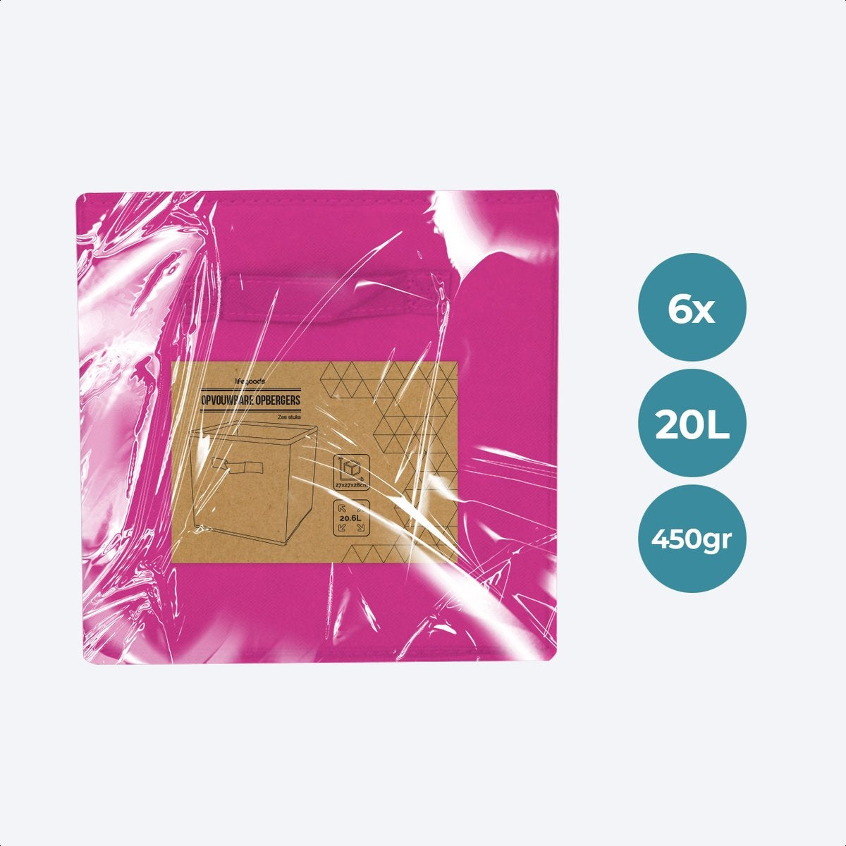 LifeGoods Kleiderschrank-Organisatoren - 6 Stück - 20L - Textil - Rosa