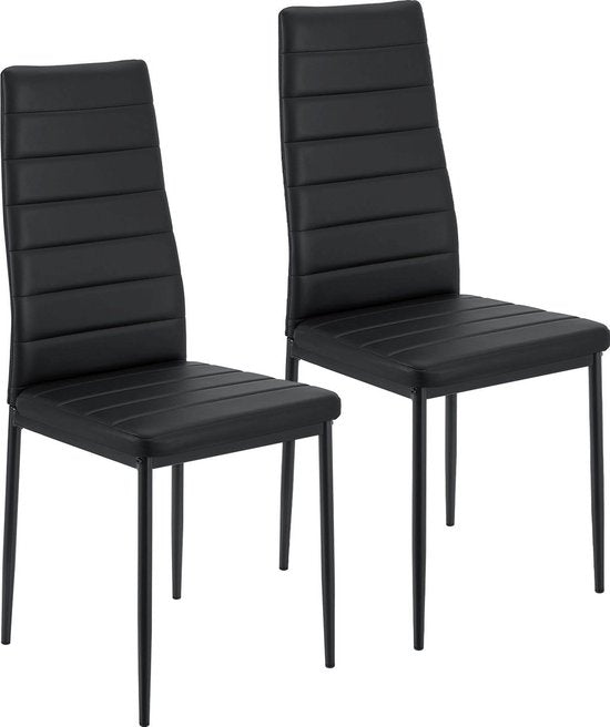 Moderner Esszimmerstuhl Loja - 2-teilig - Schwarz - Kunstleder