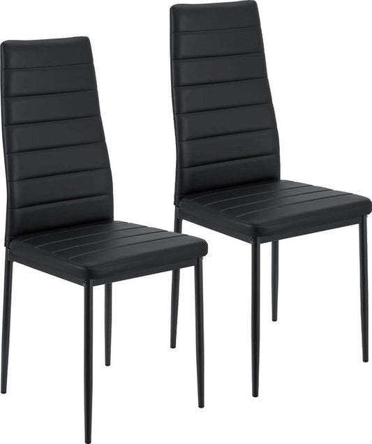 Moderner Esszimmerstuhl Loja - 2-teilig - Schwarz - Kunstleder