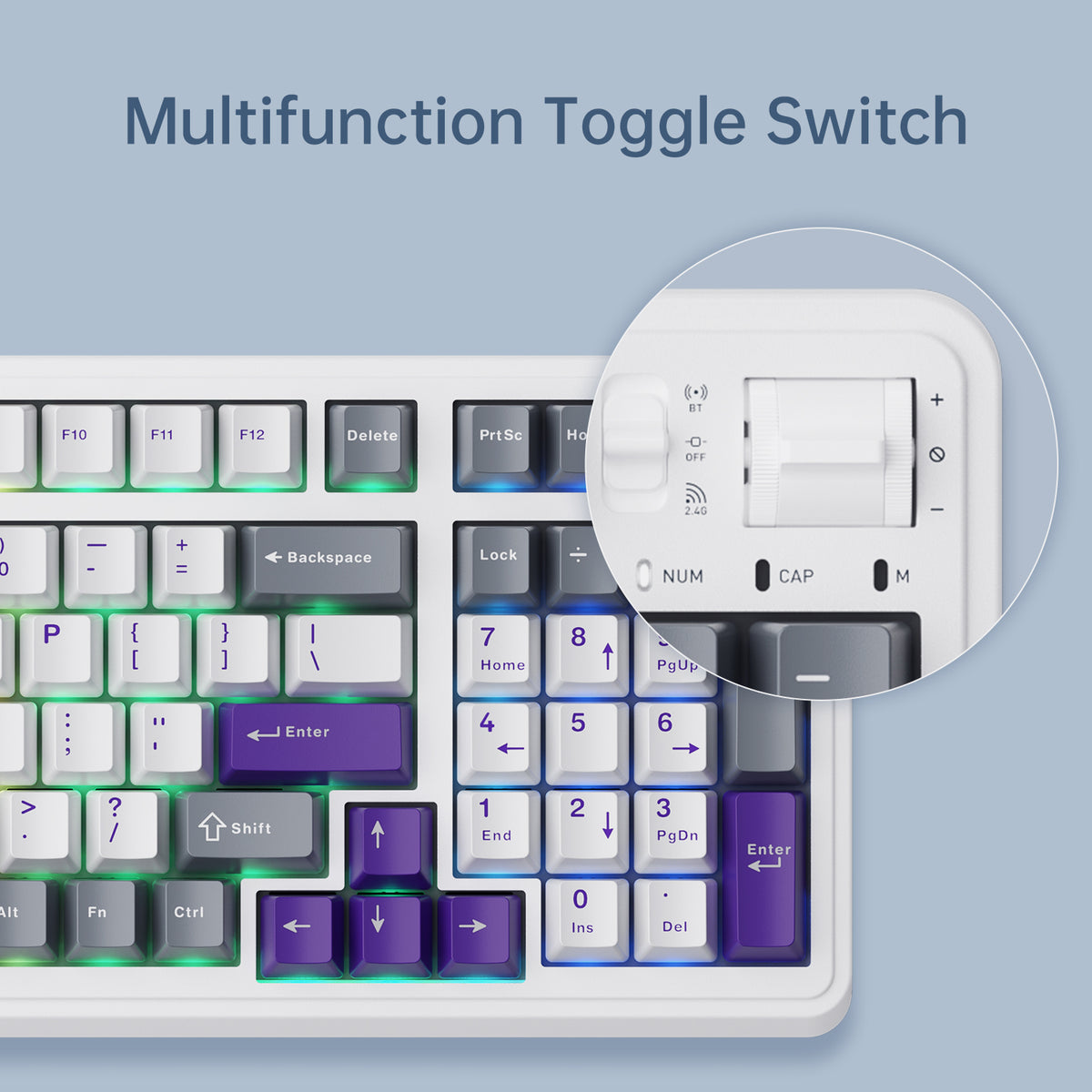 Machenike KG98 mechanische Gaming-Tastatur – US-QWERTY – lila/gold