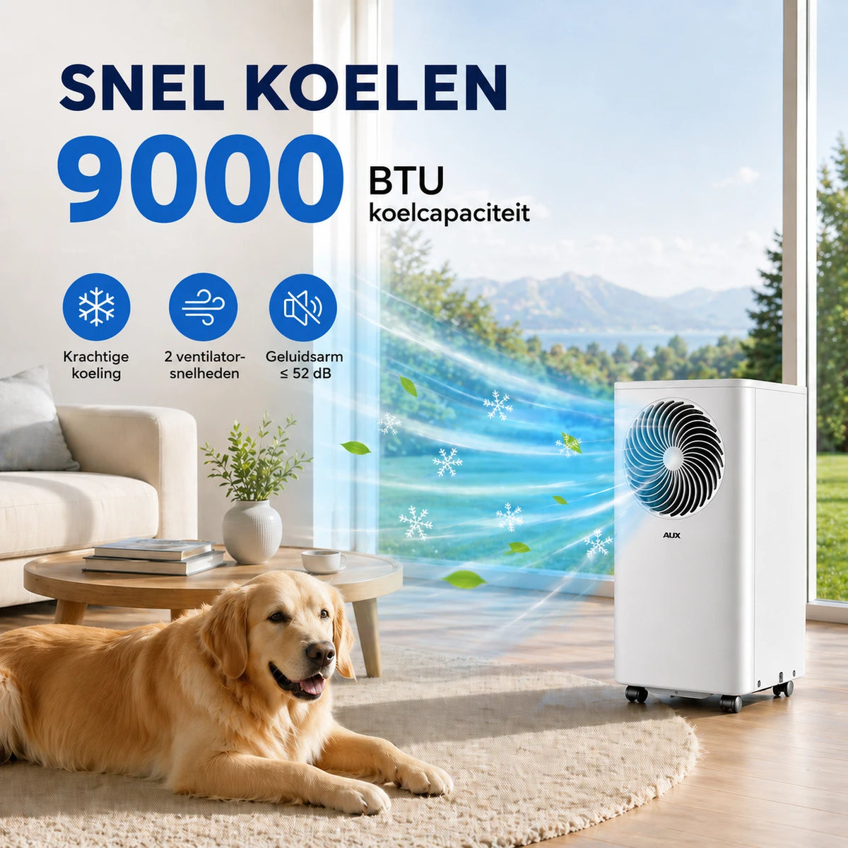AUX mobile Klimaanlage 3-in-1 – 9000 BTU – WLAN – Energieeffizienzklasse A