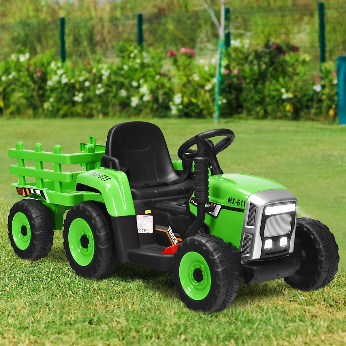 Coast Kindertraktor mit Anhänger - 3 Gänge 12V - Grün