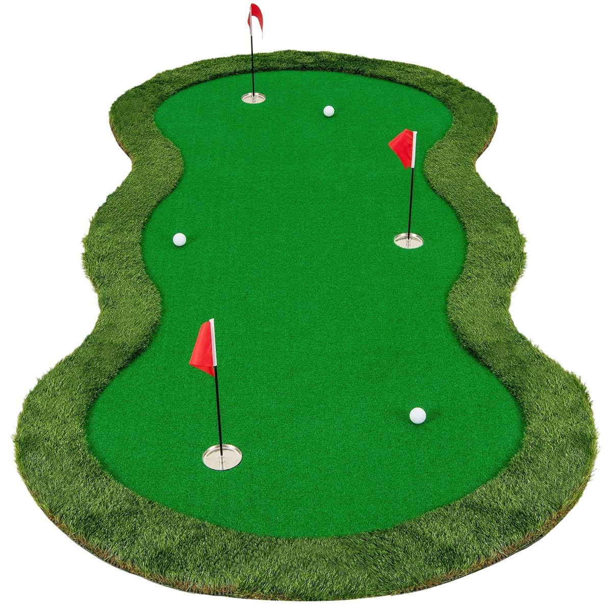 Coast Golf-Puttingmatte – 3 Löcher – inklusive Golfbälle und Flaggen – 300 x 150 cm – grün