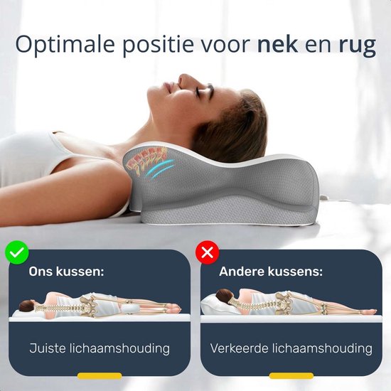 Anti-Schnarch-Kissen - Für jede Schlafposition - 60x40 cm - Kissen - Apnoe - Ergonomisch & orthopädisch - Memory-Schaum - Alyze
