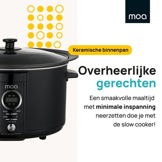 MOA - Slowcooker Digital - 6,5 Liter - BPA-frei - SC65DB - Schwarz