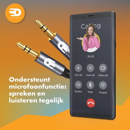 Drivv. AUX-Kabel 3,5 mm - Audiokabel - vergoldet - Stecker zu Stecker - Silber - 2 Meter