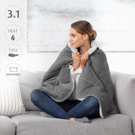 Decoways – Medisana 3-in-1-Heizdecke HB 674, 162 x 62 cm, grau