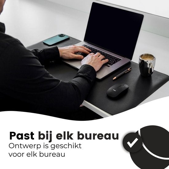 WURK Professional Schreibtischunterlage Kunstleder - Schreibtisch-Organizer - Schreibtischzubehör - Mauspad XXL- Inklusive Kabelclip - 80x40 - Schwarz