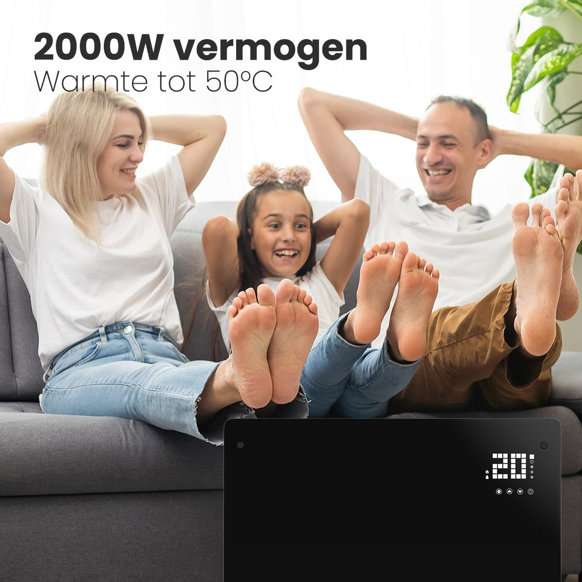 Auronic Elektroherd - Mit Thermostat und Fernbedienung - Bis zu 22 m3 - 2000 W - Schwarz