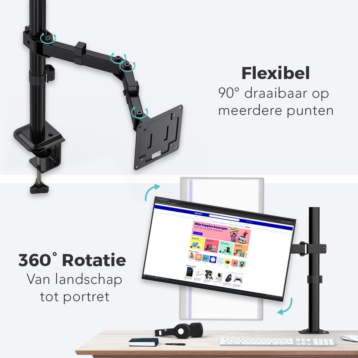 Auronic Monitorarm - 1 Bildschirm - 13 bis 32 Zoll - Verstellbar - Stahl - Schwarz