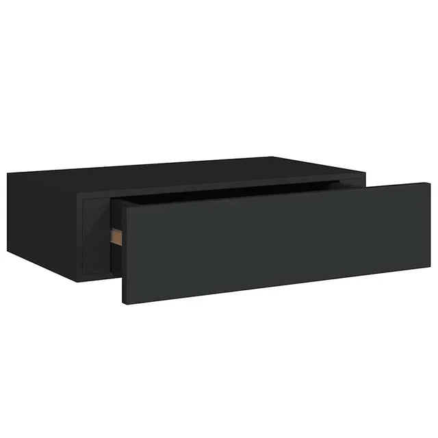 vidaXL Wandregale mit Schublade, 2er-Set – 40 x 23,5 x 10 cm – MDF und Metall – Schwarz