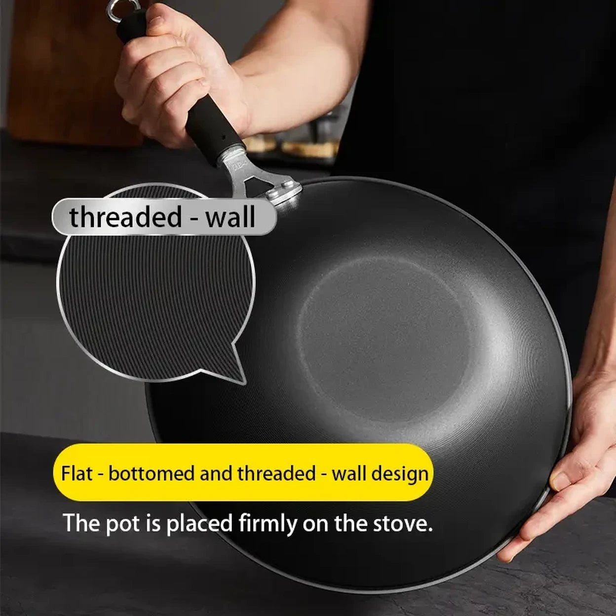 Cooker King 5-teiliges Kochgeschirrset – Wok aus Gusseisen 4,5 l – Kochkessel aus Aluminium 3 l – Dämpfeinsatz aus Edelstahl – 2 Pfannenwender