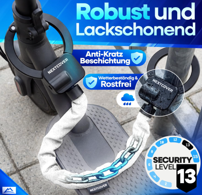 NEXTCOVER E-Scooter-Schloss im Handschellen-Design – 90 cm – Stahl – Reflektierend