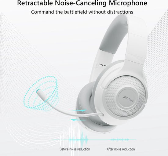 Picun - BG-01 - Kopfhörer - Gaming-Headset - Kabellos/Bluetooth - Multi-Plattform - Weiß