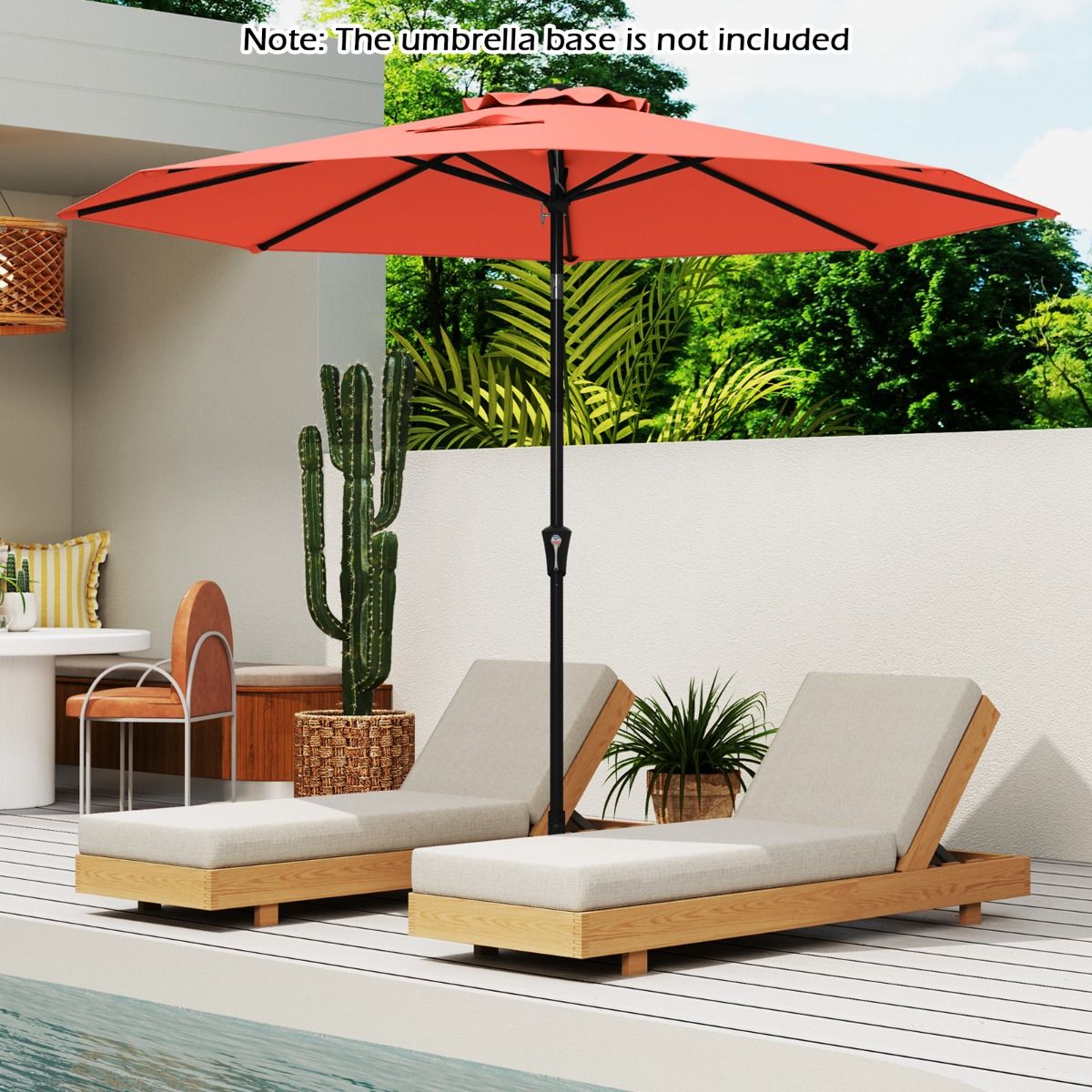 Coast 303x253 cm Terrassen-Sonnenschirm Orange - Kippbarer Sonnenschirm mit Kurbel und 8 Ballen für Garten, Terrasse und Schwimmbad