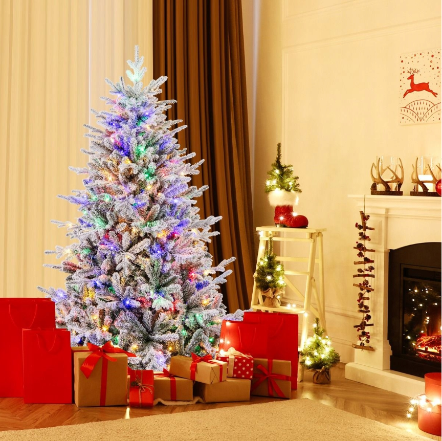 Künstlicher Weihnachtsbaum mit LED-Lichtern - 186 cm - Grün/Weiß - Coast
