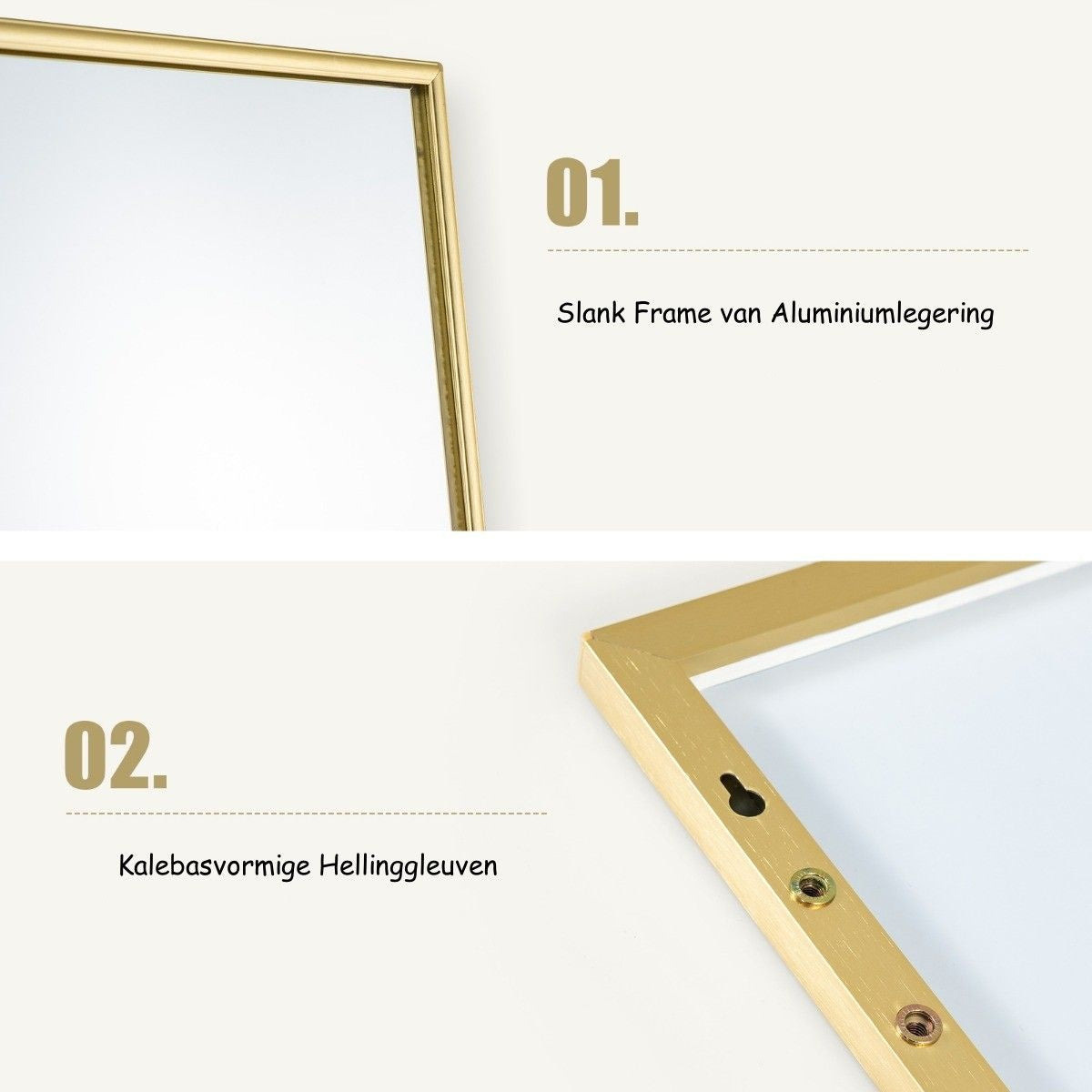 Coast 37 x 120 cm Ganzkörperspiegel mit höhenverstellbaren Hängehaken Wandspiegel Golden