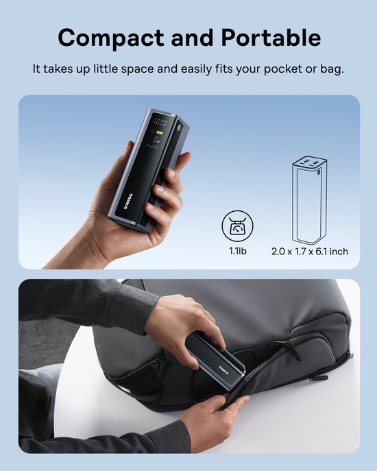 Baseus EnerGeek Powerbank – 145 W, 20.800 mAh, Laptop-Powerbank – – Tragbares Ladegerät – Externer Akku mit 2x USB-C PD 3.0, max. 100 W Schnellladung, Digitalanzeige, kompatibel mit MacBook Pro, Dell, HP, SteamDeck, iPhone 16/15/14/13, Samsung