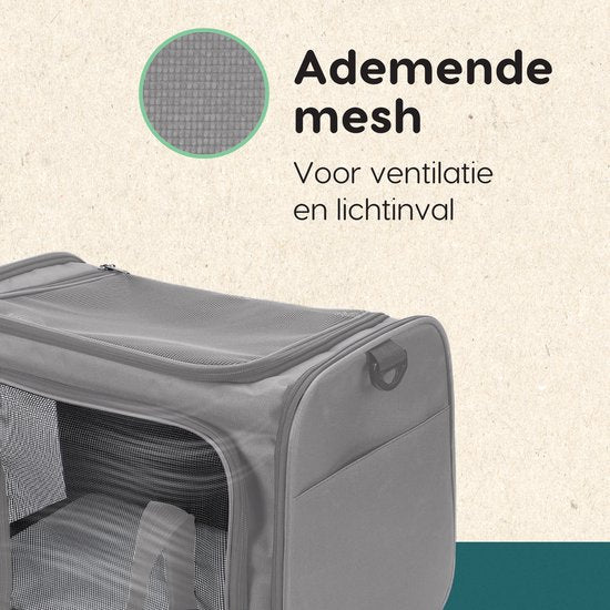 Volcan Travel Bag Cat - Reisekorb - Tragetasche Katzen - Transportbox mit Toplader - Tragekorb Hellgrau